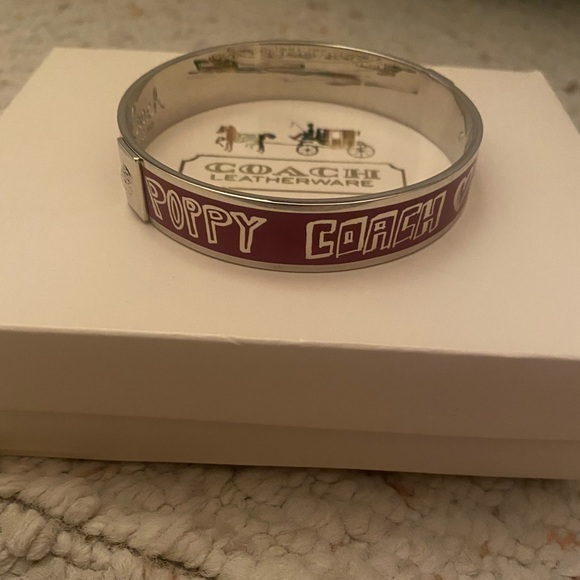 Coach poppy bangle bracelet silver purple new in box - Picture 1 of 7